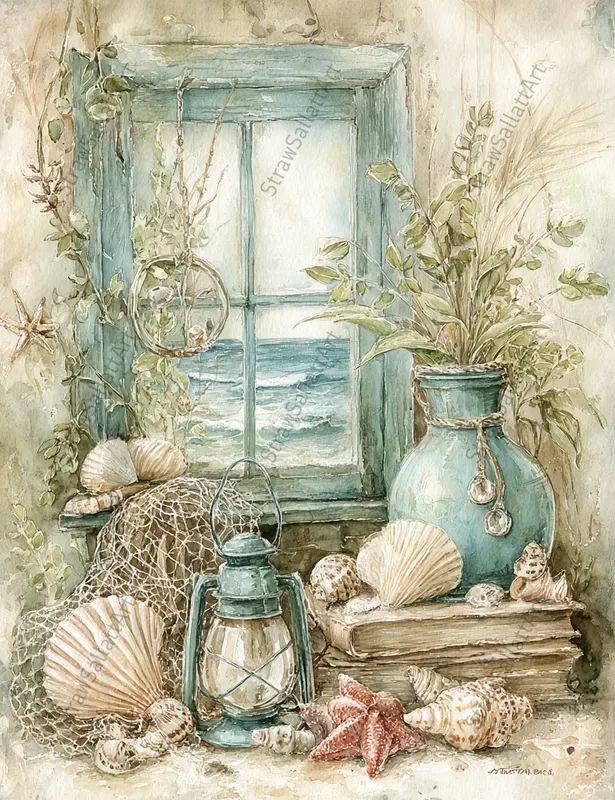 Coastal Marine Junk Journal Art Ephemera
