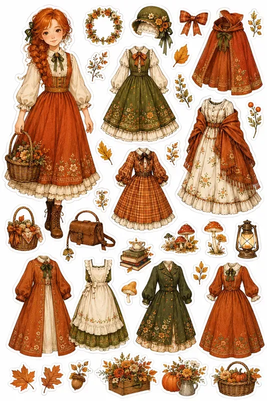 Autumn Dressup Doll Stickers