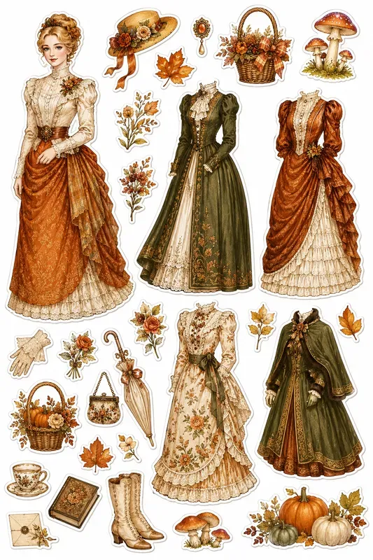 Autumn Dressup Doll Stickers