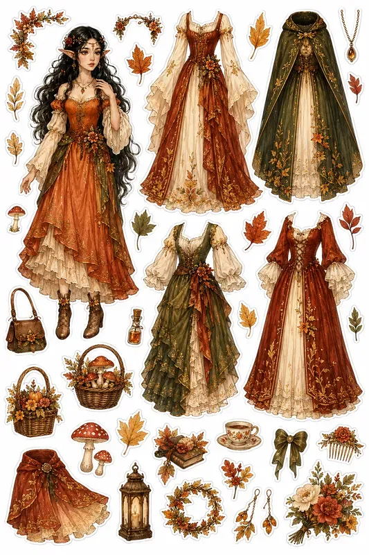 Autumn Dressup Doll Stickers