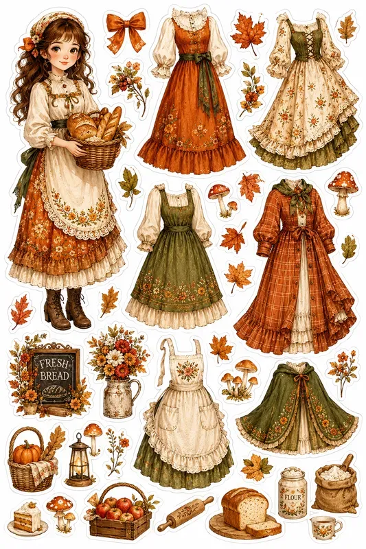 Autumn Dressup Doll Stickers