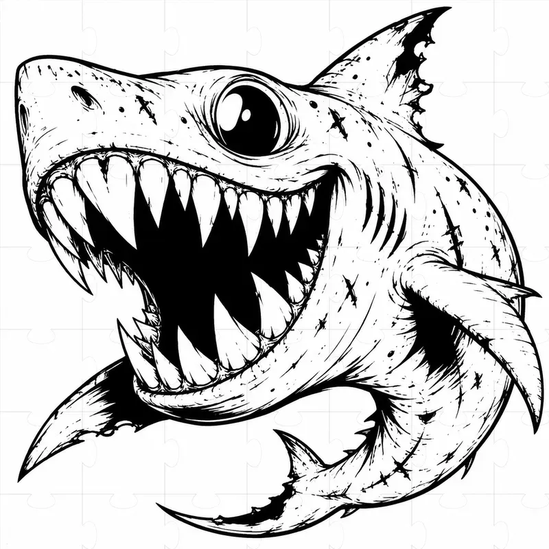 Black White Monster Tattoo Flashes