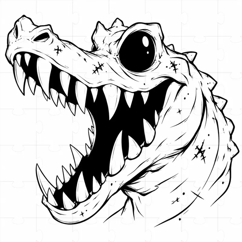 Black White Monster Tattoo Flashes