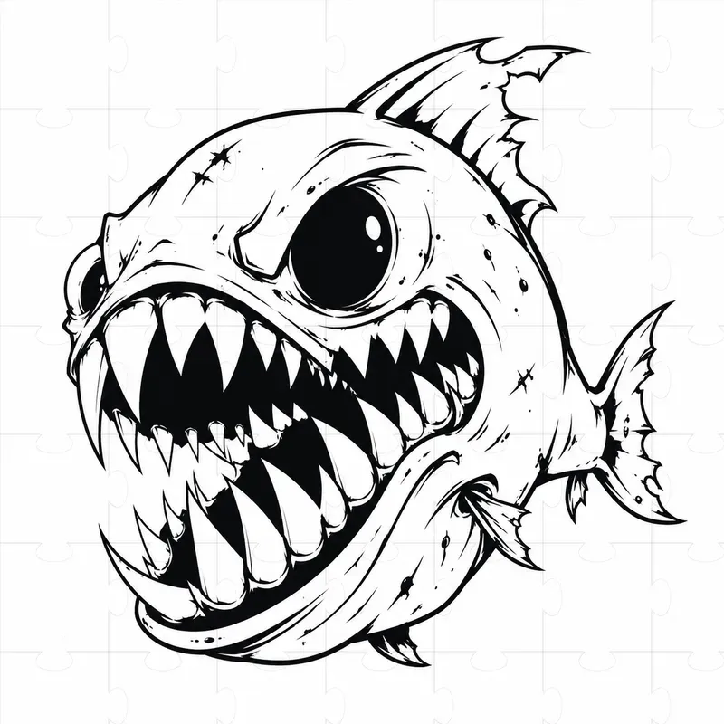 Black White Monster Tattoo Flashes