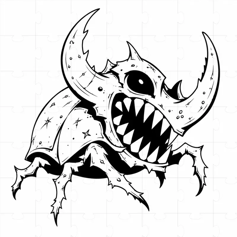 Black White Monster Tattoo Flashes