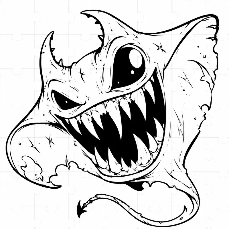 Black White Monster Tattoo Flashes