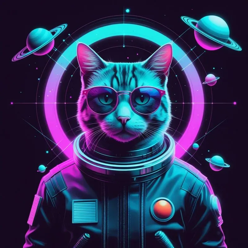 Retro Cosmic Synthwave Art