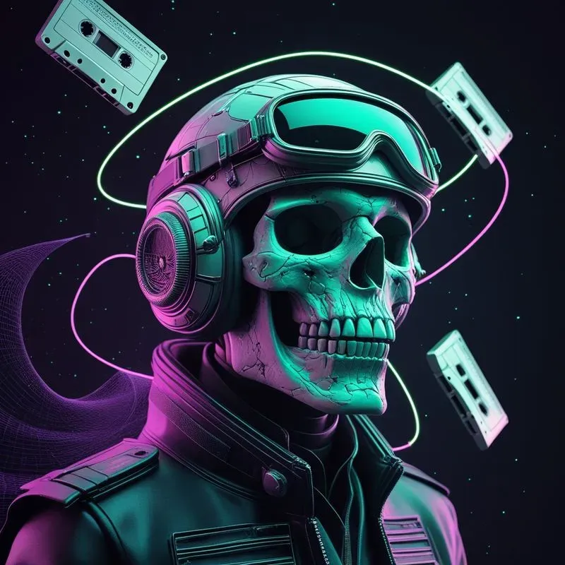 Retro Cosmic Synthwave Art