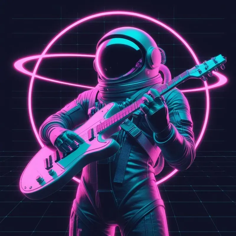 Retro Cosmic Synthwave Art