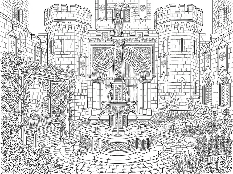 Castle Courtyard Coloring Pages