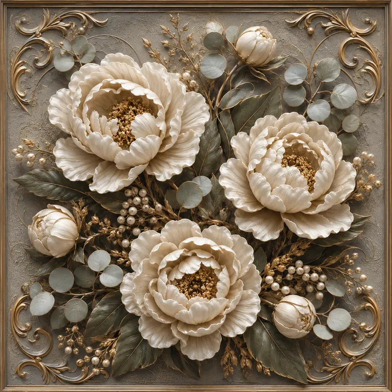 Sculpted Floral Reliefs