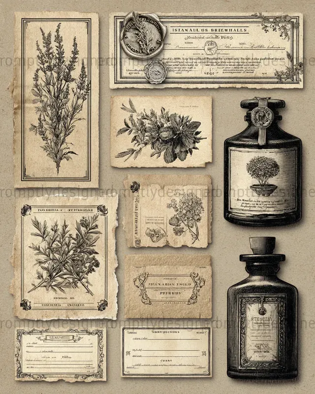Noir Apothecary Junk Journal Assets