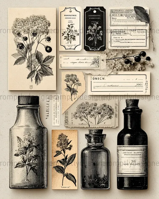 Noir Apothecary Junk Journal Assets