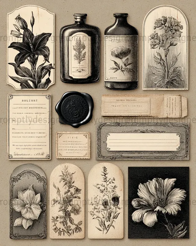 Noir Apothecary Junk Journal Assets