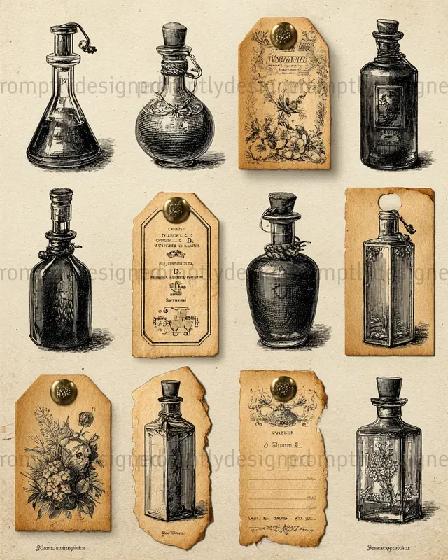 Noir Apothecary Junk Journal Assets