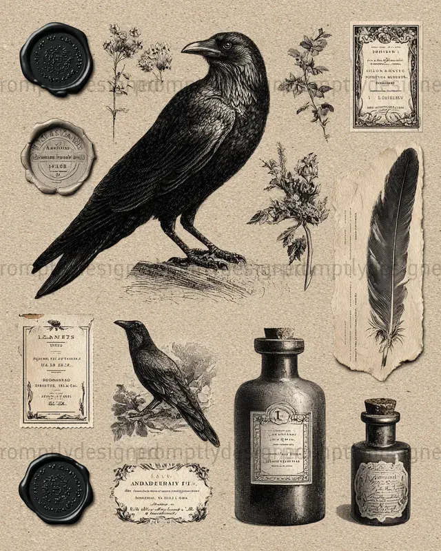 Noir Apothecary Junk Journal Assets