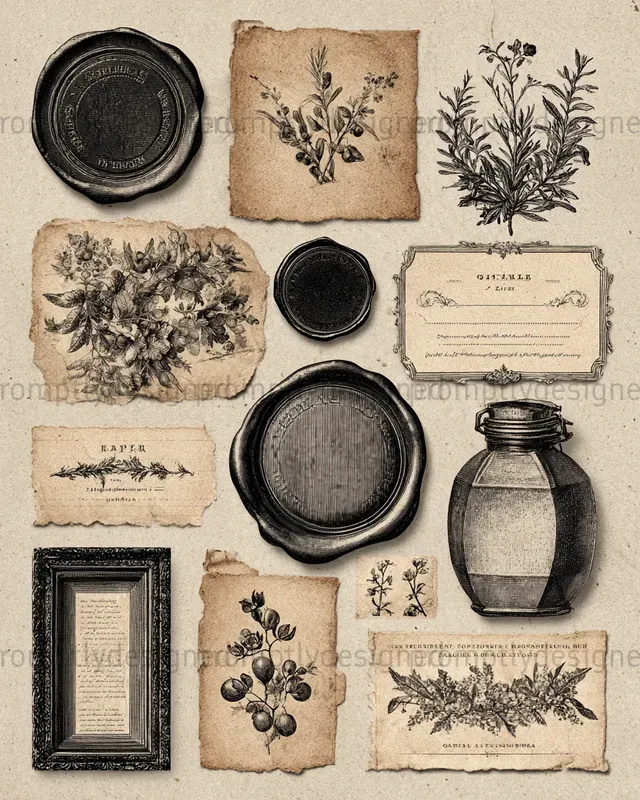 Noir Apothecary Junk Journal Assets
