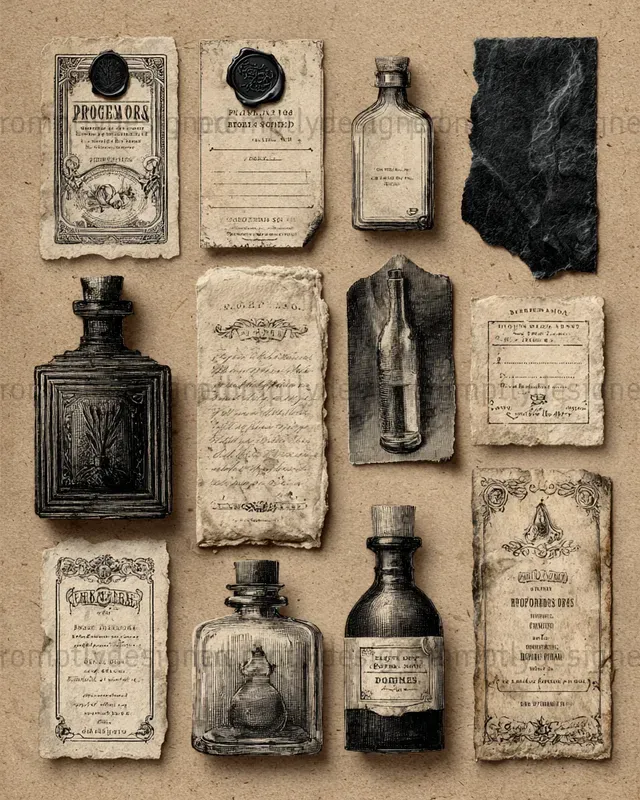 Noir Apothecary Junk Journal Assets
