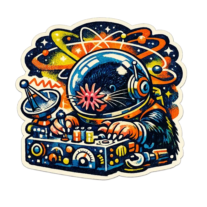 Retro Space Risograph Sticker Art