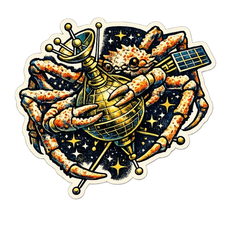 Retro Space Risograph Sticker Art