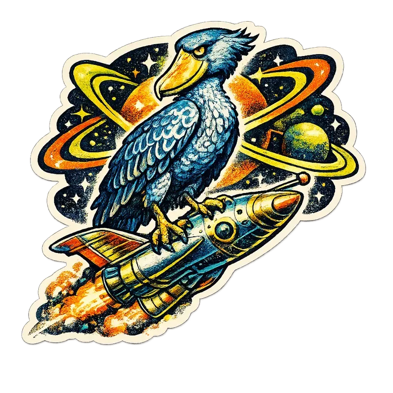 Retro Space Risograph Sticker Art