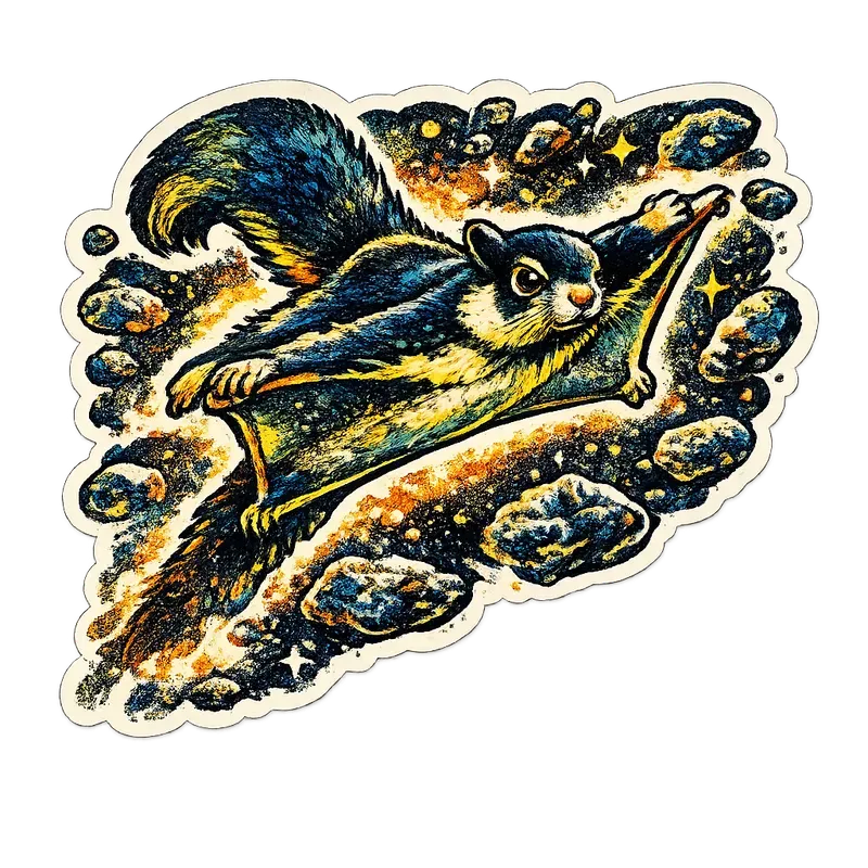 Retro Space Risograph Sticker Art