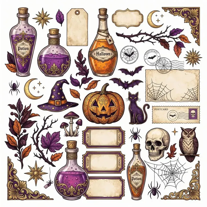 Vintage Glass Ephemera Clipart Maker
