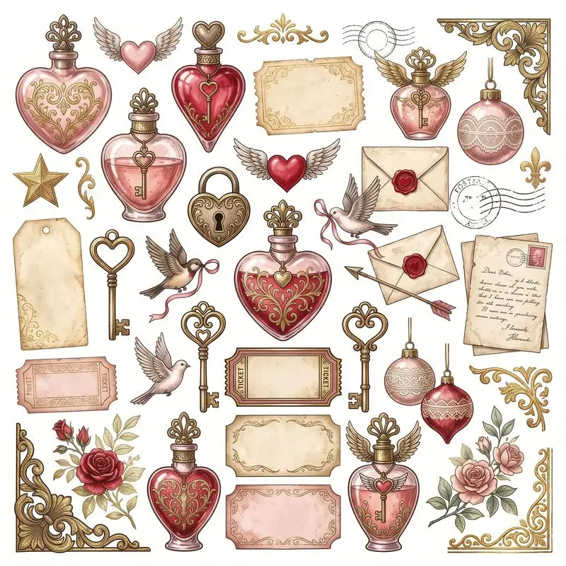 Vintage Glass Ephemera Clipart Maker