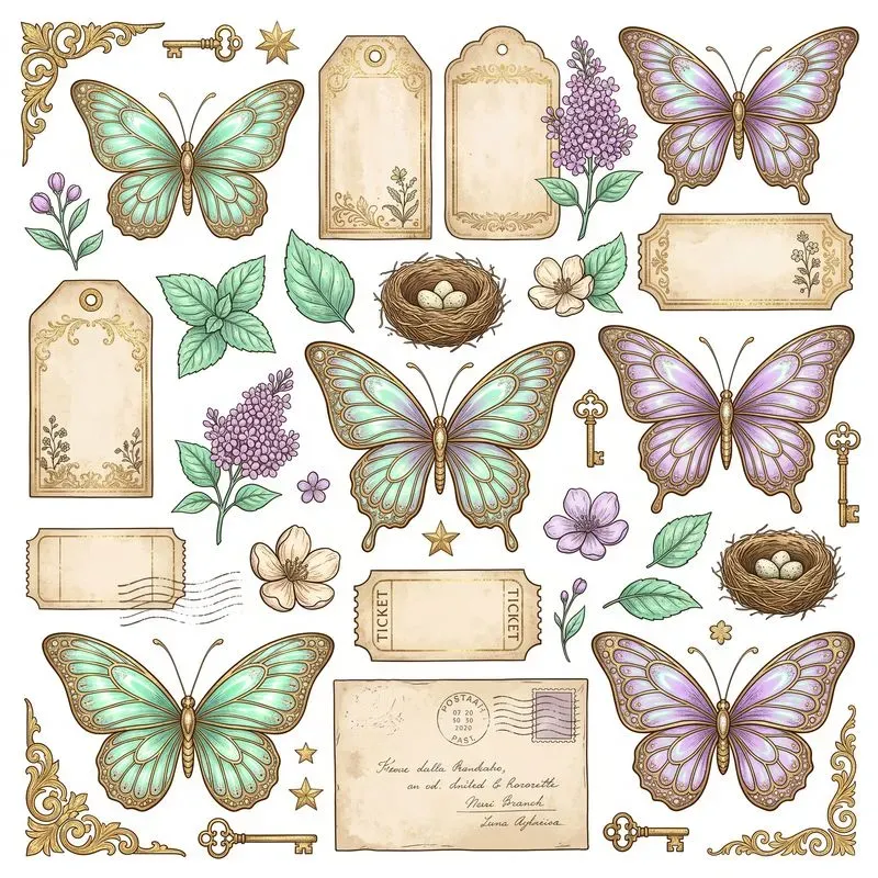 Vintage Glass Ephemera Clipart Maker