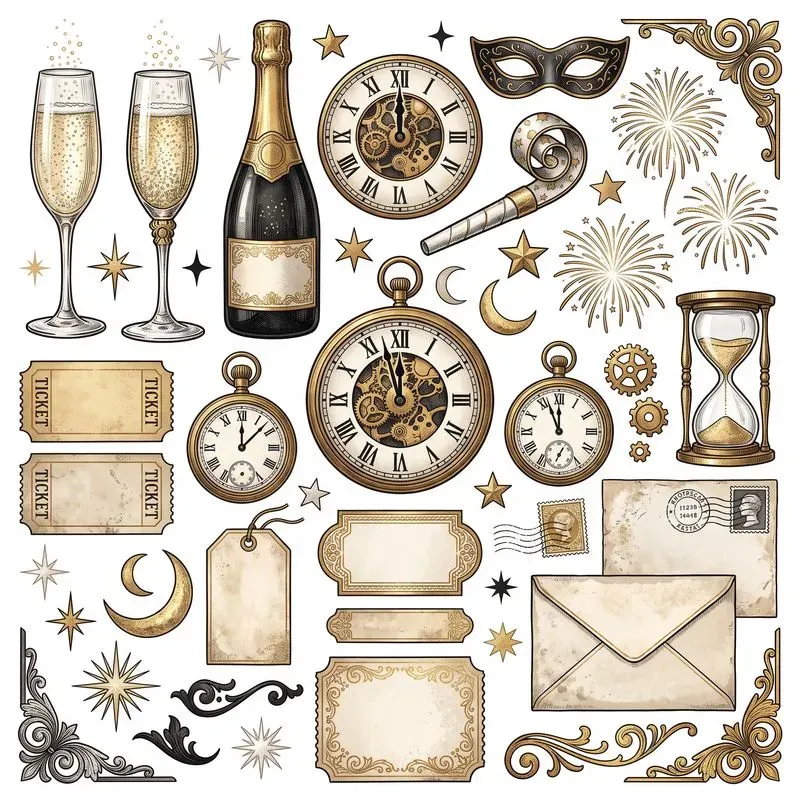Vintage Glass Ephemera Clipart Maker