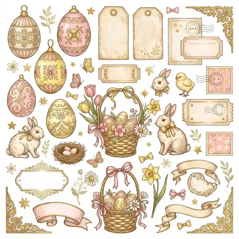 Vintage Glass Ephemera Clipart Maker