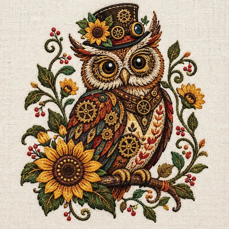 Mechanical Folk Embroidery Patches