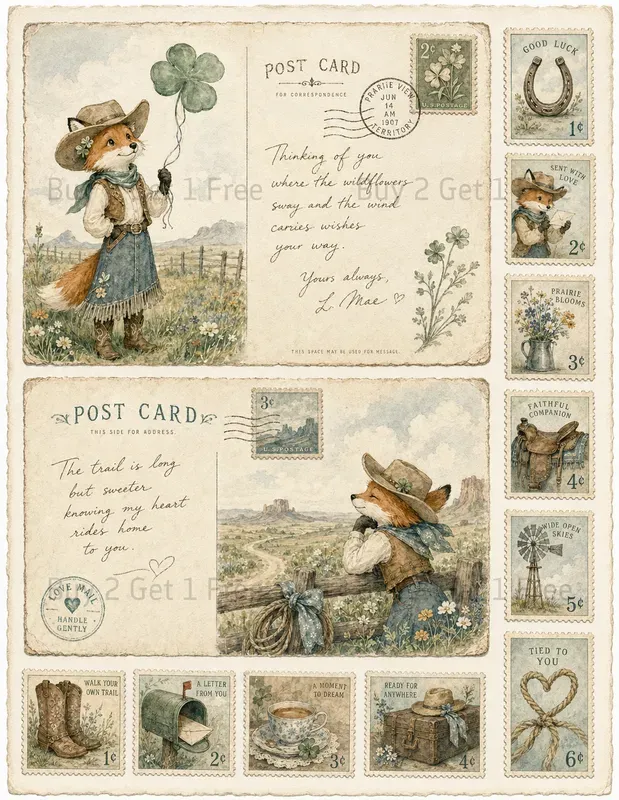 Western Postcard Postage Stamps