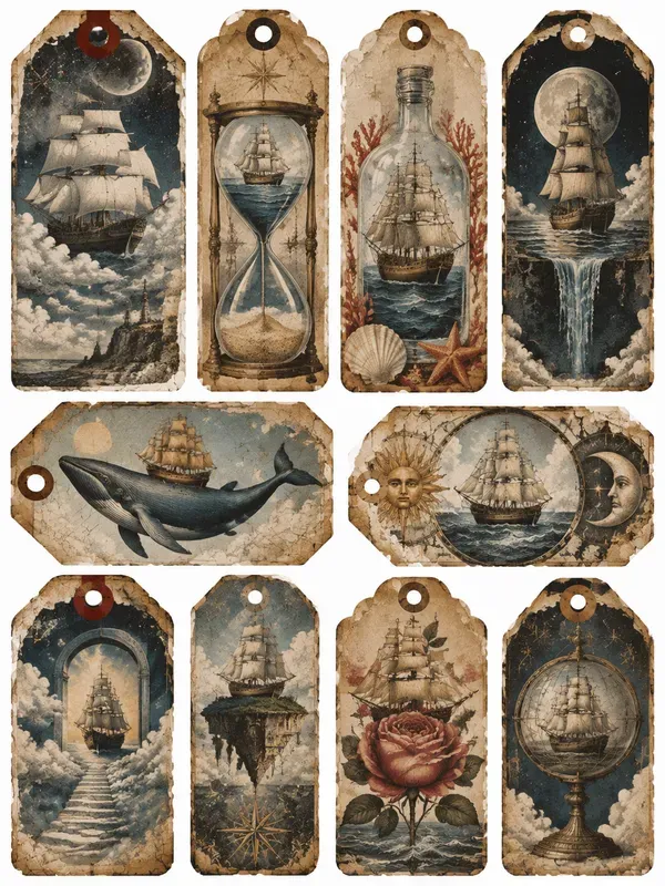 Surreal Junk Journal Tag Ephemera
