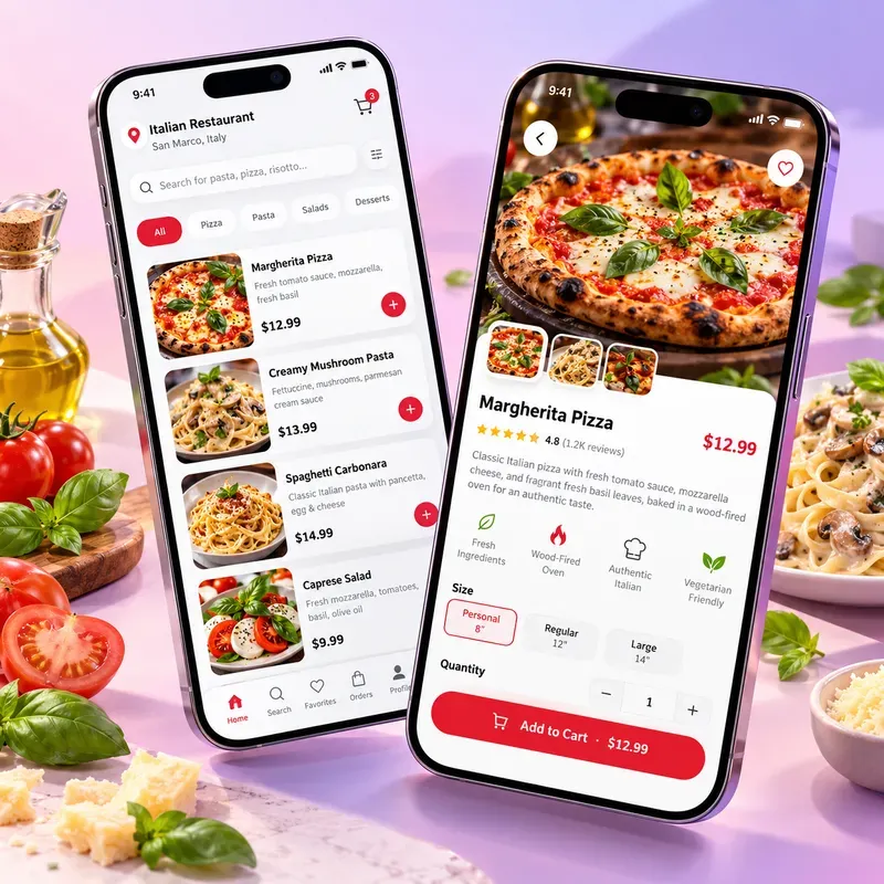 Pastel Food App UI Mockup Designs
