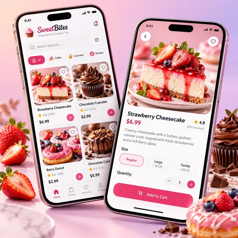 Pastel Food App UI Mockup Designs