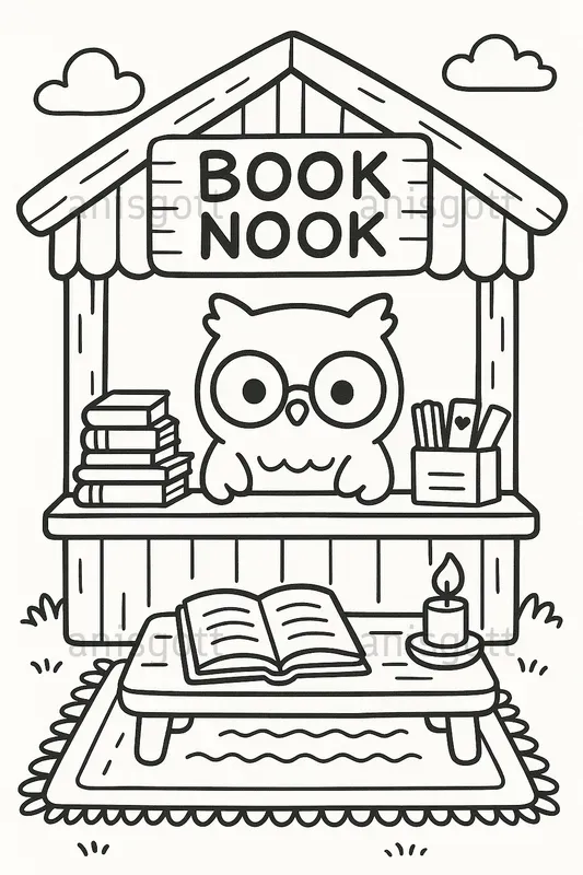 Tiny Cozy Market Coloring Pages
