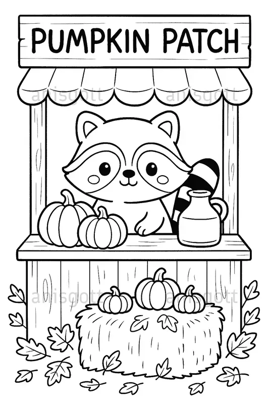Tiny Cozy Market Coloring Pages