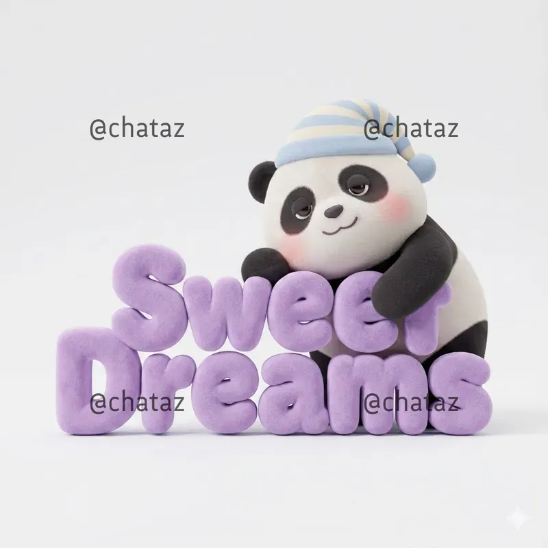 Cute Plush Mascots Hugging Soft 3D Texts