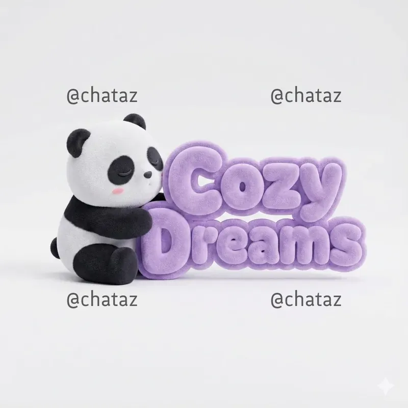 Cute Plush Mascots Hugging Soft 3D Texts