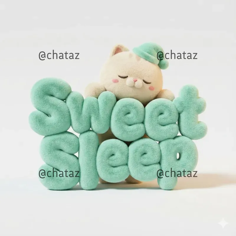 Cute Plush Mascots Hugging Soft 3D Texts