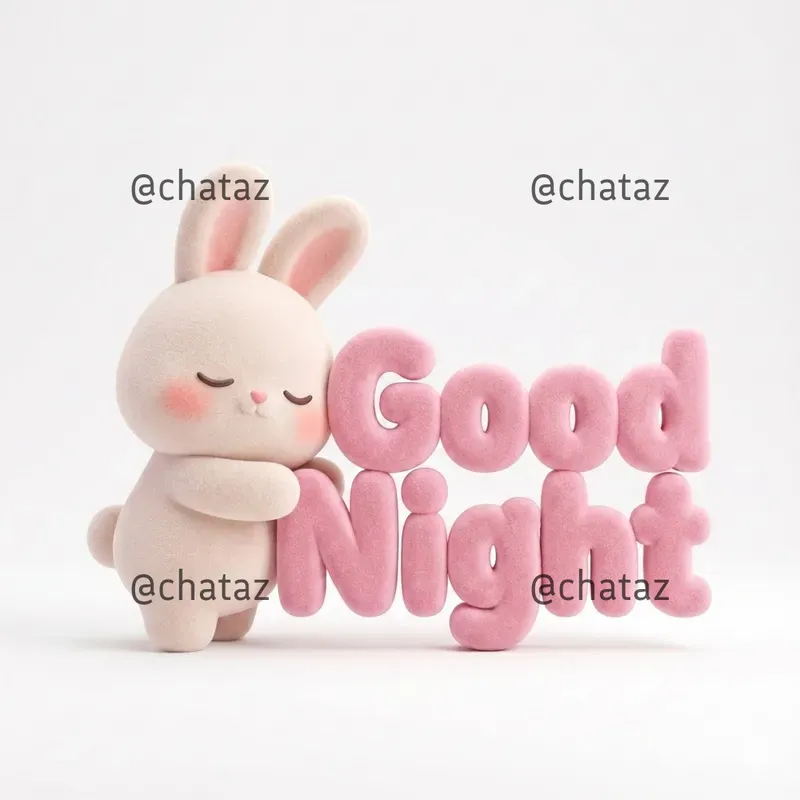 Cute Plush Mascots Hugging Soft 3D Texts