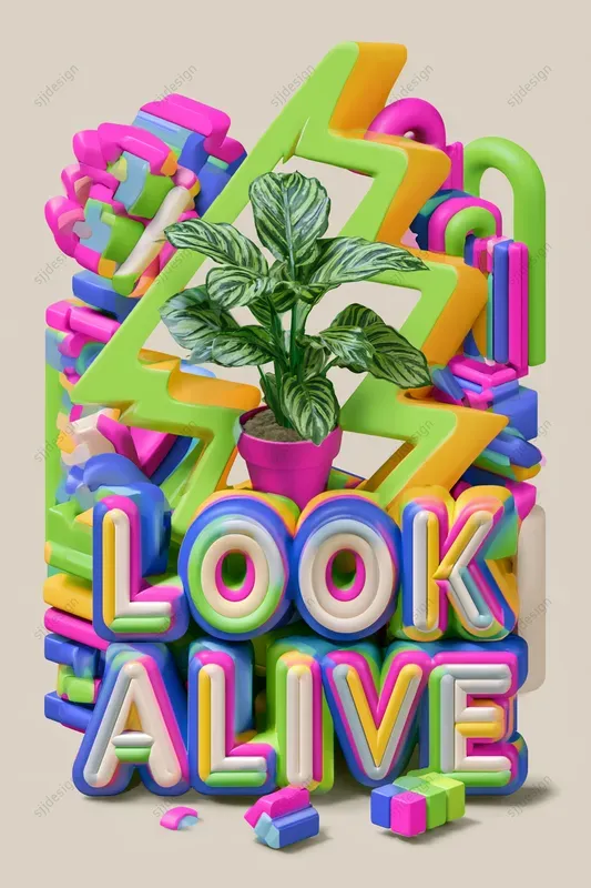 Surreal 3D Typography Posters