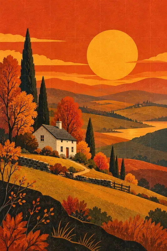 Vintage Editorial Landscape Art