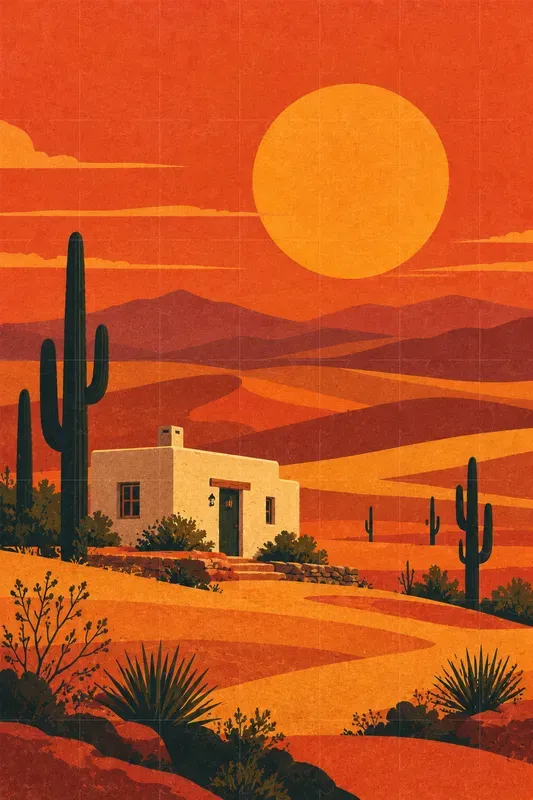 Vintage Editorial Landscape Art
