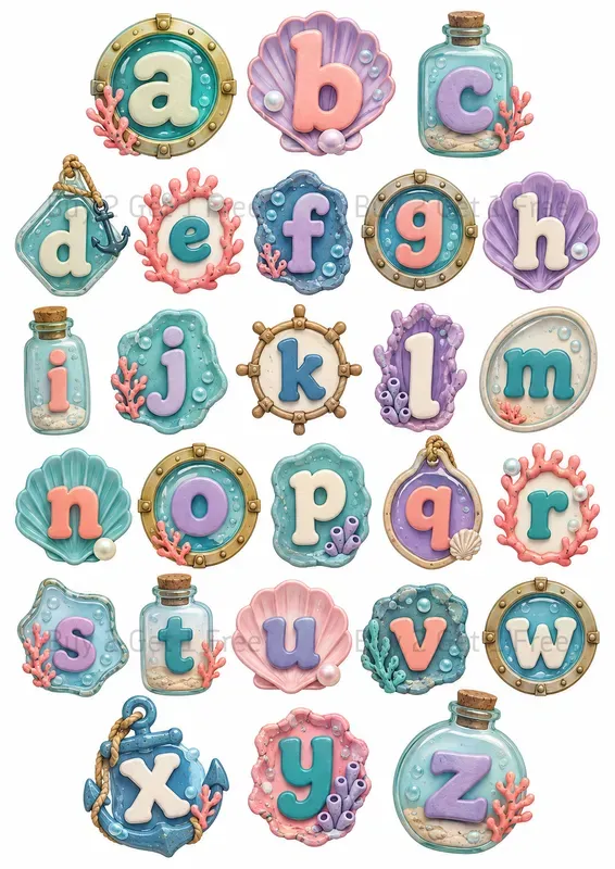 Whimsical Novelty Alphabet Set Cliparts