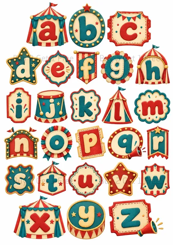 Whimsical Novelty Alphabet Set Cliparts