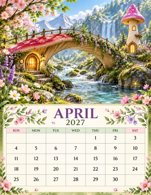 Enchanted Mushroom 2027 Calendar Pages