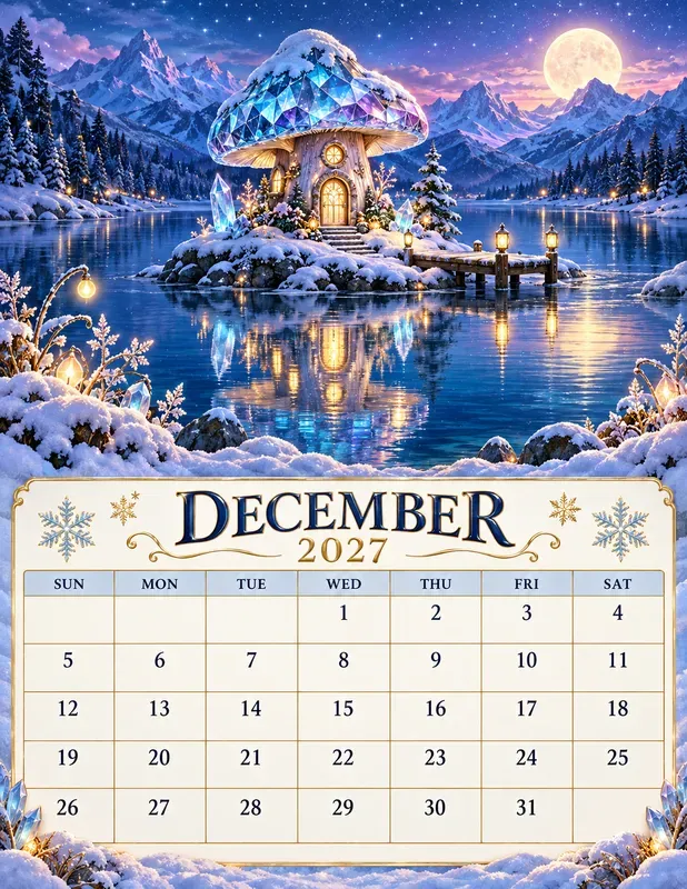 Enchanted Mushroom 2027 Calendar Pages
