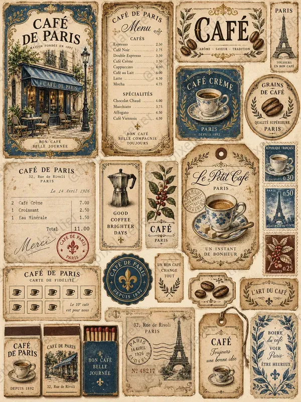 Vintage Coffee Ephemera Sheets